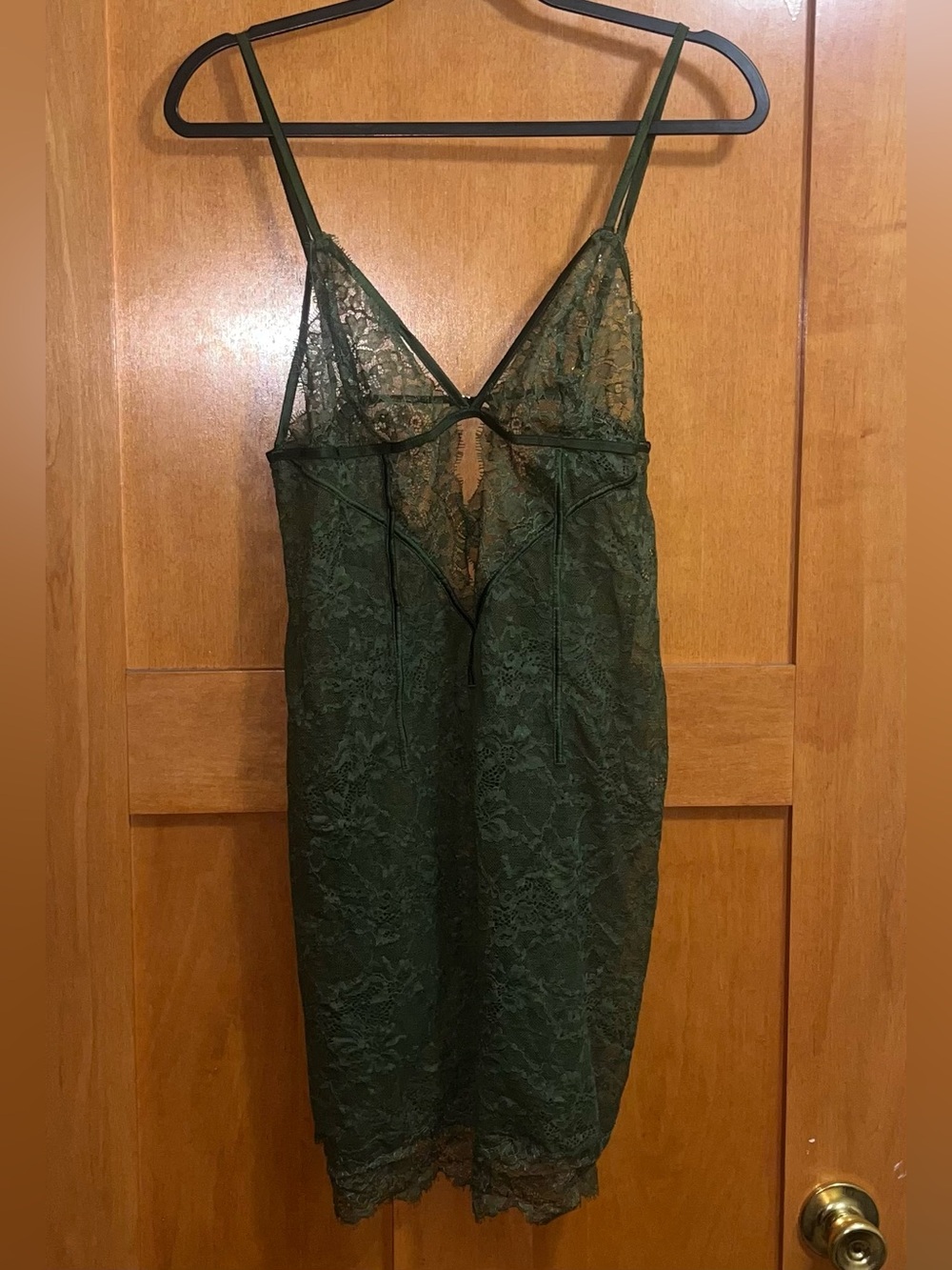 Victoria’s Secret Green Floral Lace Cutout Slip Lingerie Dress Women’s Sz Large